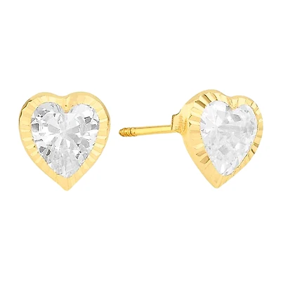 Sabelli 14KT Yellow Gold and Cubic Zirconia Heart Earrings