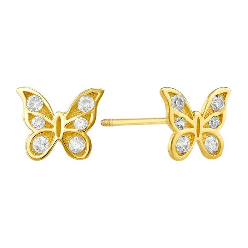Sabelli 14KT Yellow Gold and Cubic Zirconia Butterfly Earrings