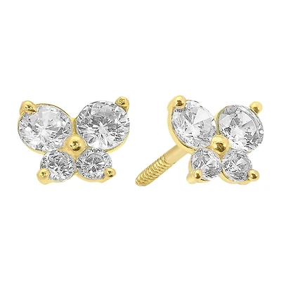 Sabelli 14KT Yellow Gold and Cubic Zirconia Flower Earrings