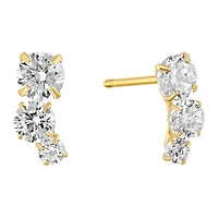 Sabelli 14KT Yellow Gold and Cubic Zirconia Three Stone Earrings