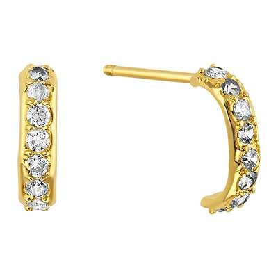 Sabelli 14KT Yellow Gold and Cubic Zirconia Half Hoop Earrings