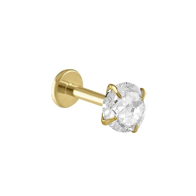 Sabelli 14KT Yellow Gold and Cubic Zirconia Round Single Earring