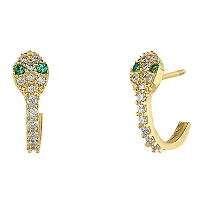 Sabelli 14KT Yellow Gold and Cubic Snake Zirconia Earrings