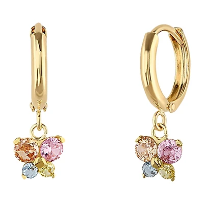 Sabelli 14KT Yellow Gold and Cubic Zirconia Butterfly Huggie Earrings