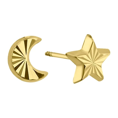 Sabelli 14KT Yellow Gold Moon and Star Earrings