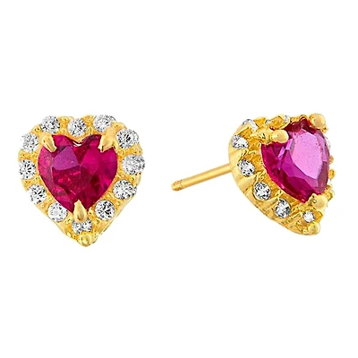 Sabelli 14KT Yellow Gold and Cubic Zirconia Heart Stud Earrings