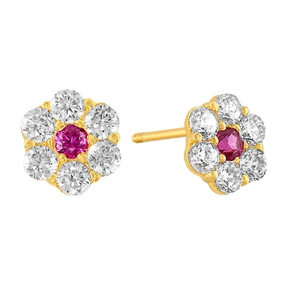 Sabelli 14KT Yellow Gold and Cubic Zirconia Rosette Stud Earrings