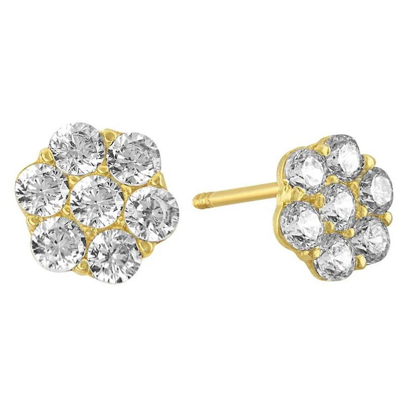 Sabelli 14KT Yellow Gold and Cubic Zirconia Rosette Stud Earrings