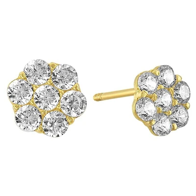 Sabelli 14KT Yellow Gold and Cubic Zirconia Rosette Stud Earrings