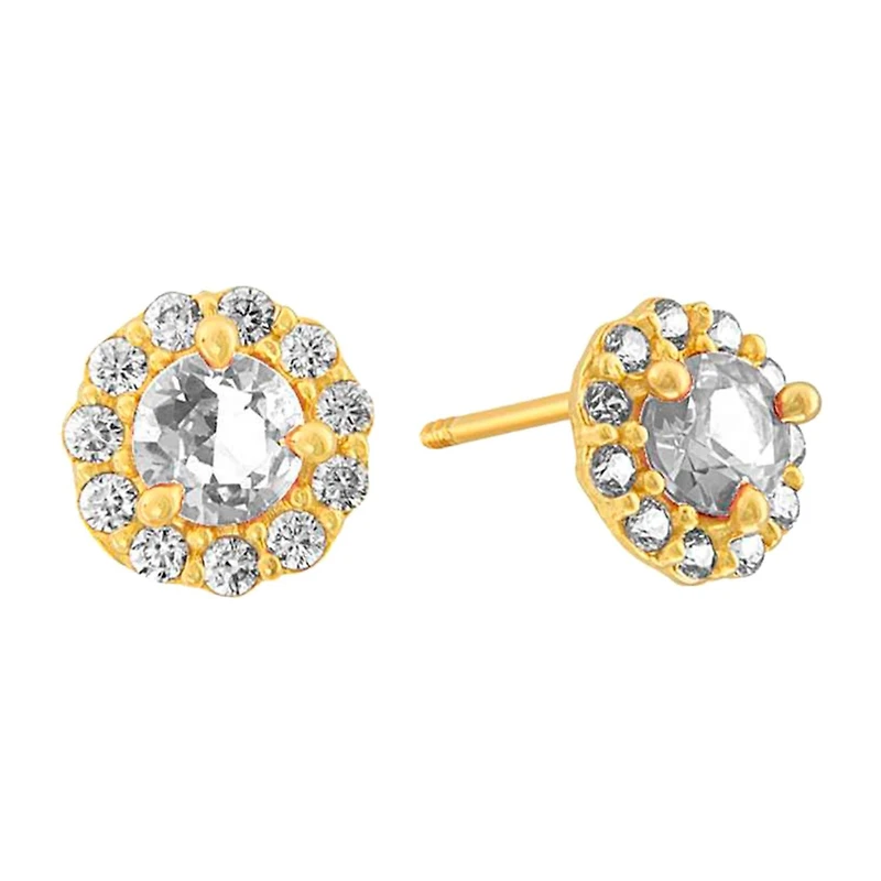 Sabelli 14KT Yellow Gold and Cubic Zirconia Round Stud Earrings