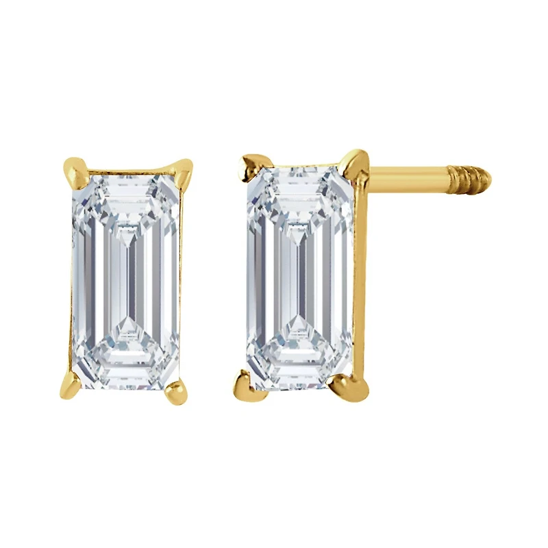 Sabelli Cubic Zirconia Stud Earrings in 14KT Yellow Gold