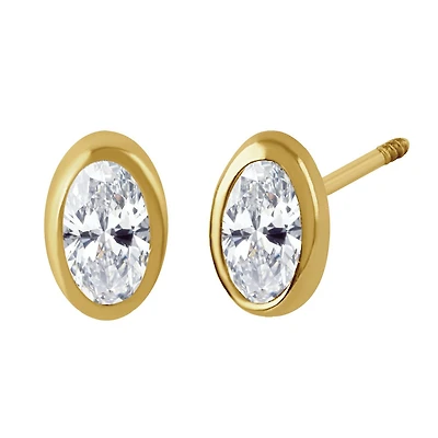 Sabelli Cubic Zirconia Stud Earrings in 14KT Yellow Gold