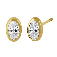 Sabelli Cubic Zirconia Stud Earrings in 14KT Yellow Gold