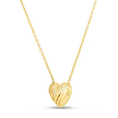 14KT Yellow Gold 18-inch 7MM Heart Pendant