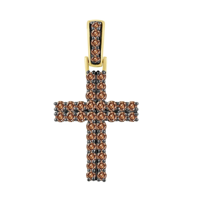 Titán by Adrian Gonzalez 10KT Gold 1 CTW Natural Diamond Cross Pendant. Chain Not Included