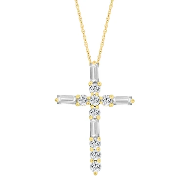 EcoLove 1/4 CTW Lab Grown Diamond 18-inch Cross Pendant in 10KT Yellow Gold