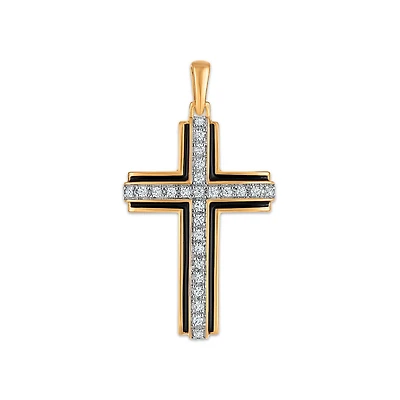 EcoLove 1/4 CTW Lab Grown Diamond Cross Pendant in 10KT Yellow Gold. Chain not Included.