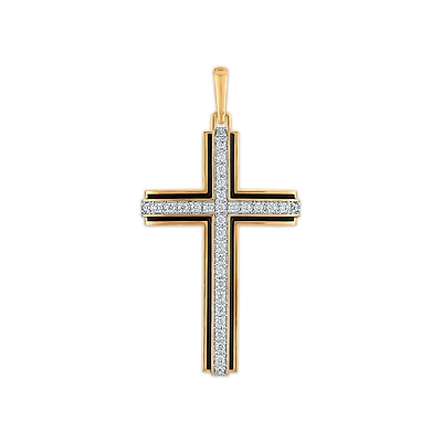 EcoLove 1/2 CTW Lab Grown Diamond Cross Pendant in 10KT Yellow Gold. Chain not Included.