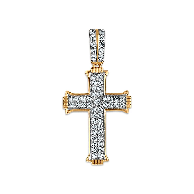 EcoLove 3/4 CTW Lab Grown Diamond Cross Pendant in 10KT Yellow Gold. Chain not Included.