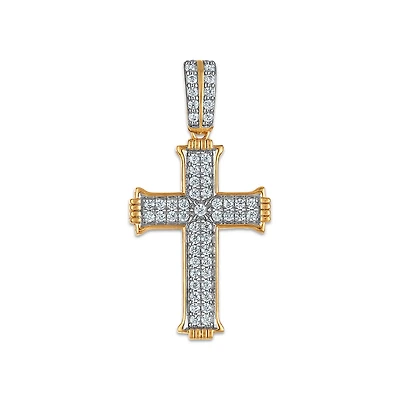 EcoLove 3/4 CTW Lab Grown Diamond Cross Pendant in 10KT Yellow Gold. Chain not Included.