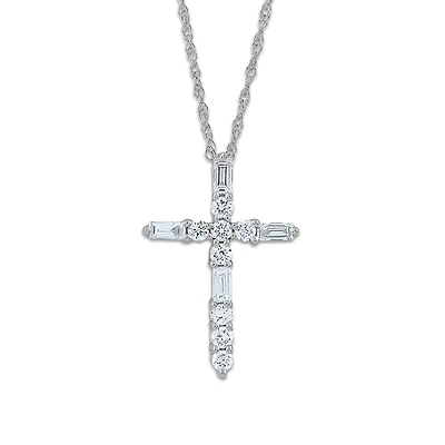 EcoLove 1/4 CTW Lab Grown Diamond 18-inch Cross Pendant in 10KT Gold