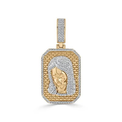 Titán by Adrian Gonzalez 10KT Yellow Gold 1/3 CTW Lab Grown Diamond Jesus Pendant. Chain not Included.