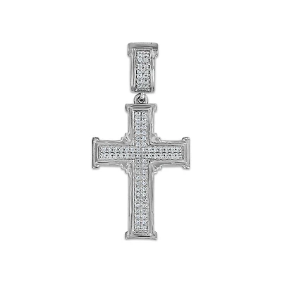 Titán by Adrian Gonzalez 1/5 CTW Lab Grown Diamond Cross Pendant in Sterling Silver. Chain Not Included