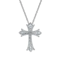 EcoLove 1/2 CTW Lab Grown Diamond 18-inch Cross in Sterling SIlver