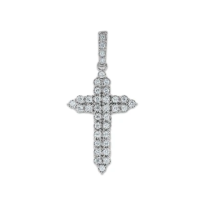 Titán by Adrian Gonzalez 1 CTW Lab Grown Diamond Cross Pendant in Sterling Silver. Chain Not Included