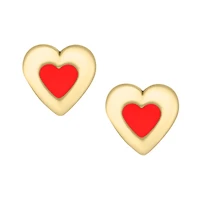Kiddie Kraft 14KT Gold Red Heart Earrings