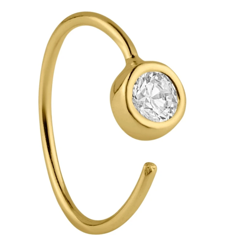 Lab Grown Diamond Bezel Nose Ring in 14KT Yellow Gold