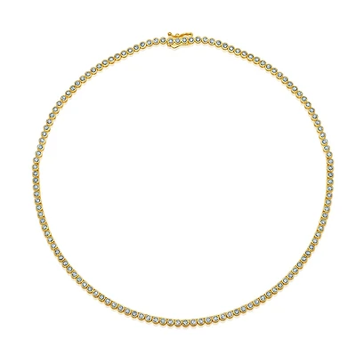 Crislu 18-inch 2MM Bezel Cubic Zirconia Tennis Necklace in 18KT Yellow Gold Plated Sterling Silver