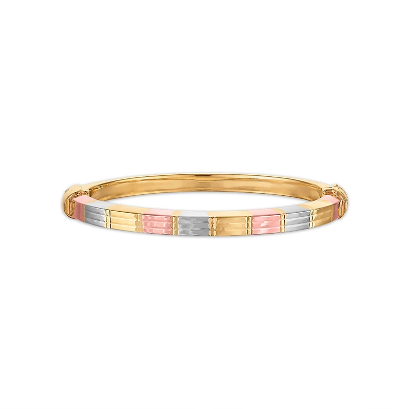 Simone I Smith 7-inch Tri-Color Bangle in 14KT Gold Plated Sterling Silver