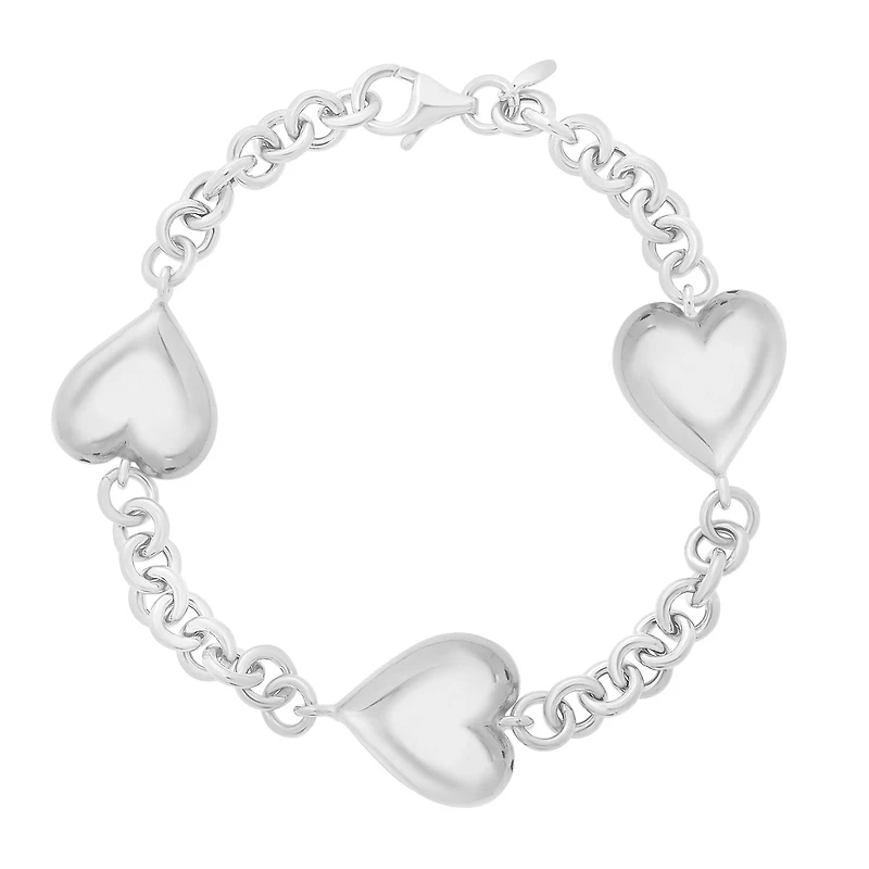 Sterling Silver 7.5-inch Heart Bracelet