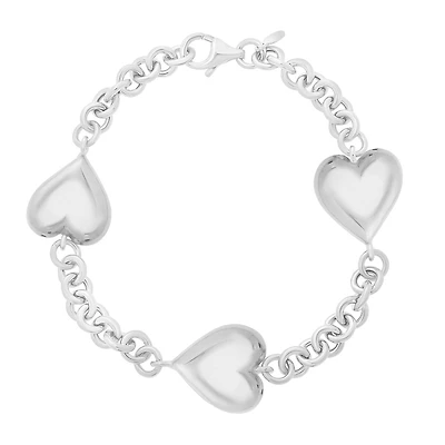Sterling Silver 7.5-inch Heart Bracelet