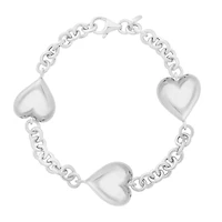Sterling Silver 7.5-inch Heart Bracelet