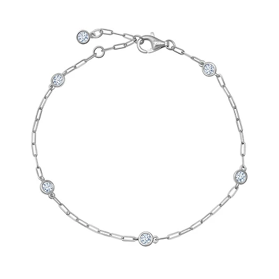 Crislu Platinum Plated Sterling Silver Cubic Zirconia 7.5-nch Bracelet