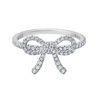 Crislu Cubic Zirconia Fashion Fairy-Tale Bow Ring in Platinum Plated Sterling Silver. Size 7