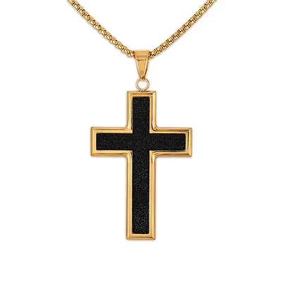King by Simone I Smith Yellow Stainless Steel 24-inch Cross Pendant