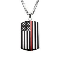 Inox Stainless Steel 24-inch Red Line American Flag Pendant