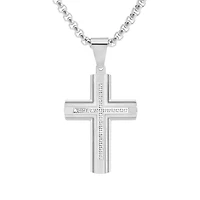 Titán by Adrian Gonzalez Stainless Steel 1/6 CTW Natural Diamond 24-inch Cross Pendant