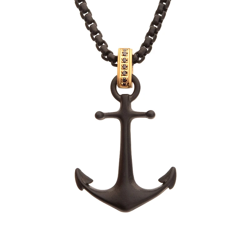Inox 22-inch Anchor Pendant in Black IP Stainless Steel
