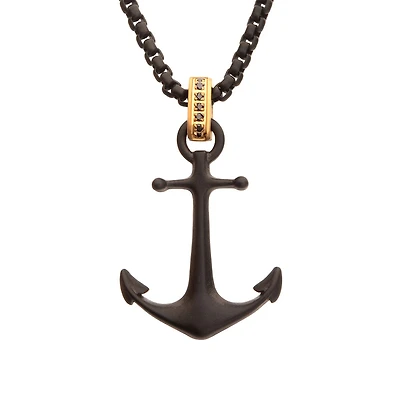 Inox 22-inch Anchor Pendant in Black IP Stainless Steel