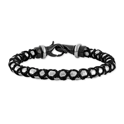Titán By Adrian Gonzalez Collection 8.5-inch 6MM Stainless Steel and Black Nylon Mesh Bracelet