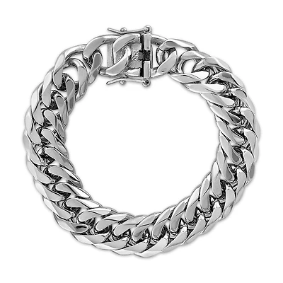 King by Simone I Smith Black 9-inch 16MM Spiga Bracelet in Stainless Steel