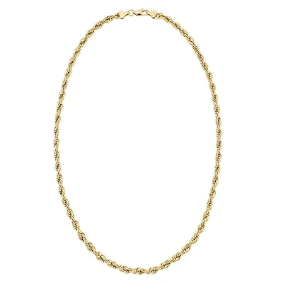 King by Simone I Smith Yellow Stainless Steel 24-inch 6MM Rope Chain