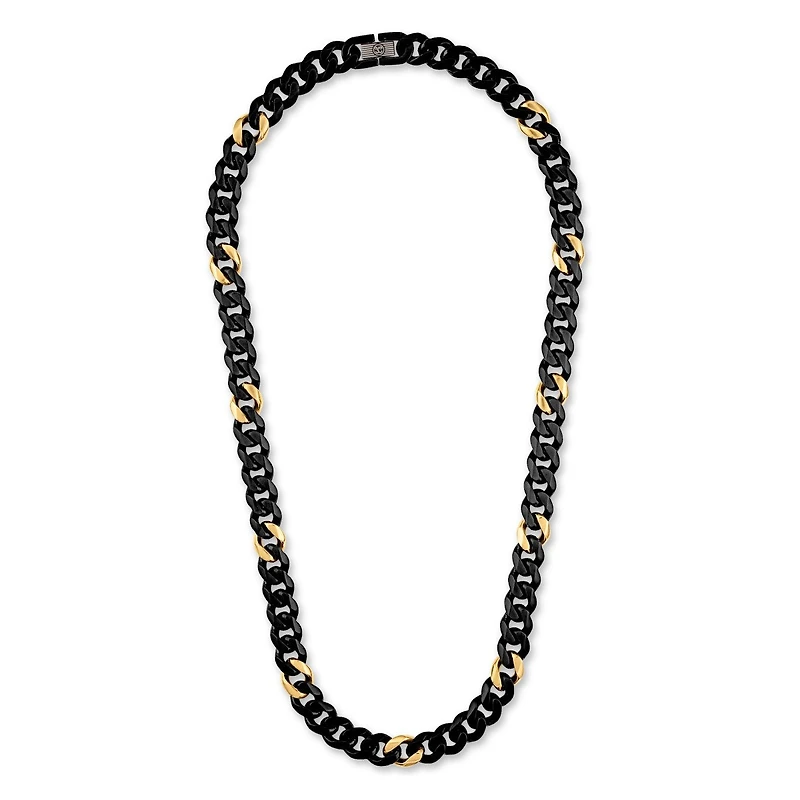 Titán by Adrian Gonzalez 22-inch 10MM Black and Yellow Stainless Steel Curb Chain