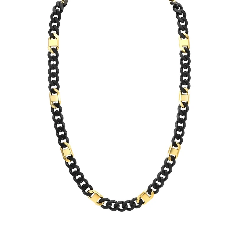 Titán by Adrian Gonzalez 22-inch Black and Yellow Stainless Steel Chain