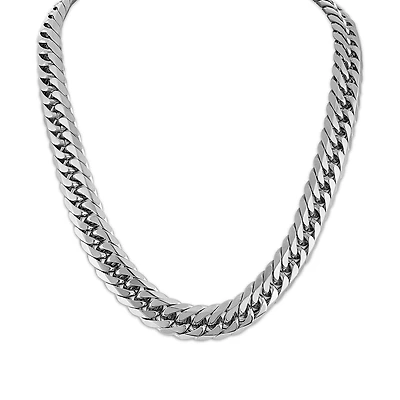 King by Simone I Smith 24-inch Spiga Chain in Stainless Steel