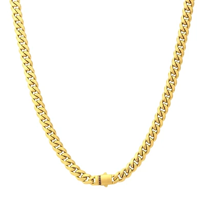 Inox 18KT Gold IP Stainless Steel 24-inch 8MM Cuban Link Chain